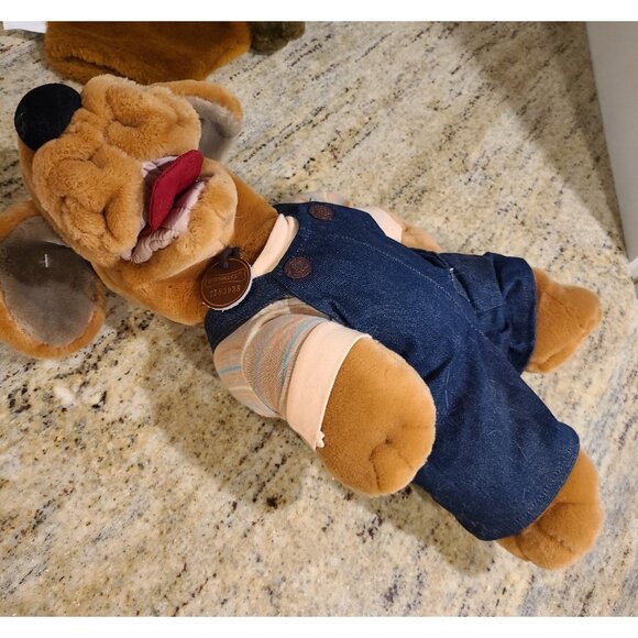 Vintage Ganz Wrinkles The Dog Hand Puppet Plush 16" Overalls & Finger Puppet Lot - Picture 9 of 15